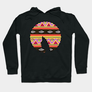 Afro Hair Woman with African Pattern, Black History Hoodie